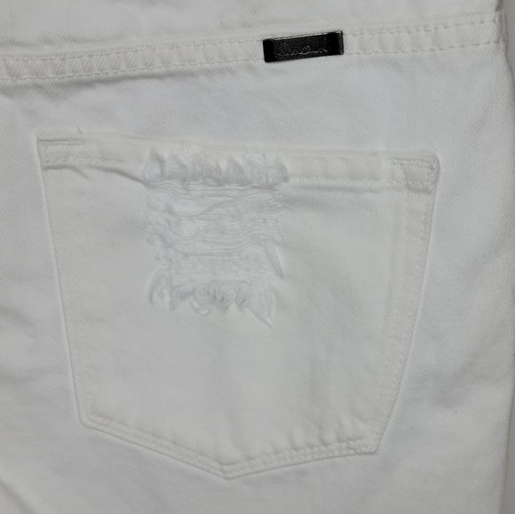 KanCan You Only Live Once White Denim Distressed High Rise Shorts Size Medium - Picture 8 of 8